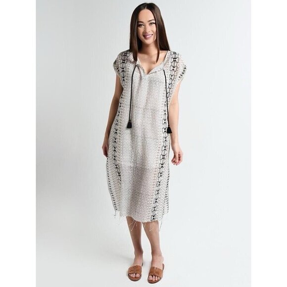 Roller Rabbit Womens Aleph Finn Kaftan XS Small Cotton Silk Sheer Beach Cover Up - Picture 1 of 13